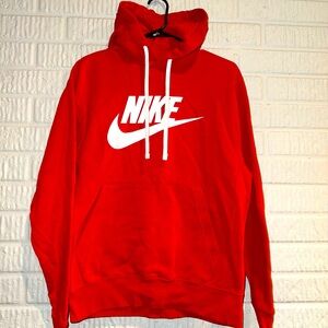Nice mens Nike hoodie, red with white lettering, small